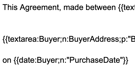 Example of field placement in a document