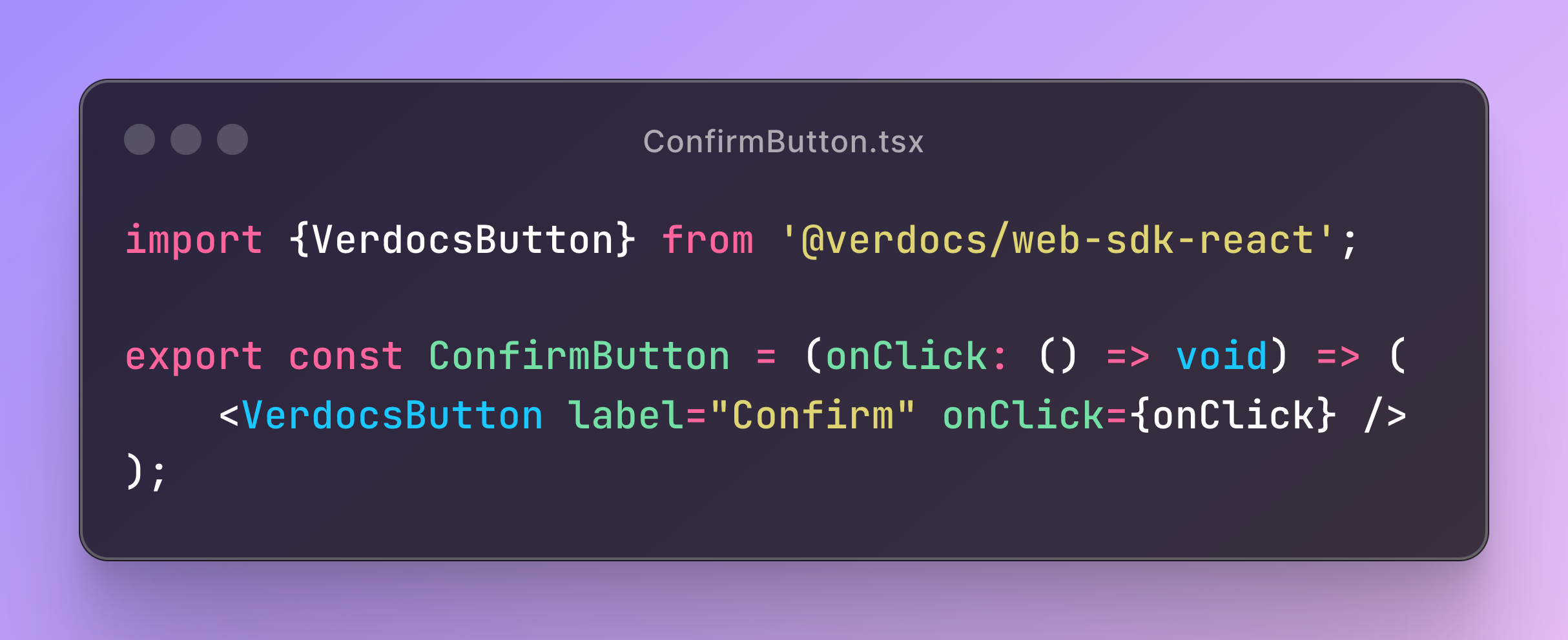 Code sample for a simple button in React