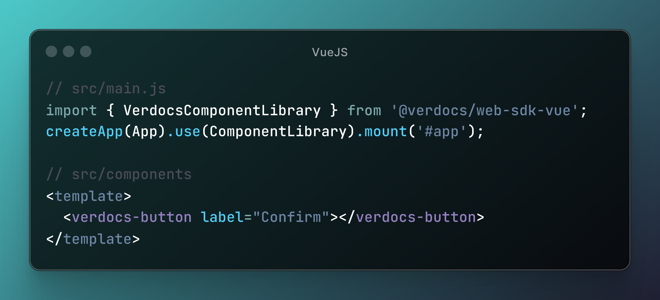 Code sample for a simple button in Vue